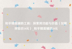 和平精英辅助工具：探索其功能与价值（仅限体验价20元）_和平精英辅助20元
