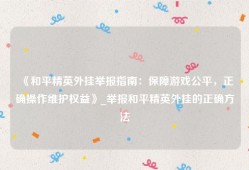 《和平精英外挂举报指南：保障游戏公平，正确操作维护权益》_举报和平精英外挂的正确方法