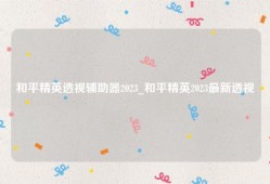 和平精英透视辅助器2023_和平精英2023最新透视